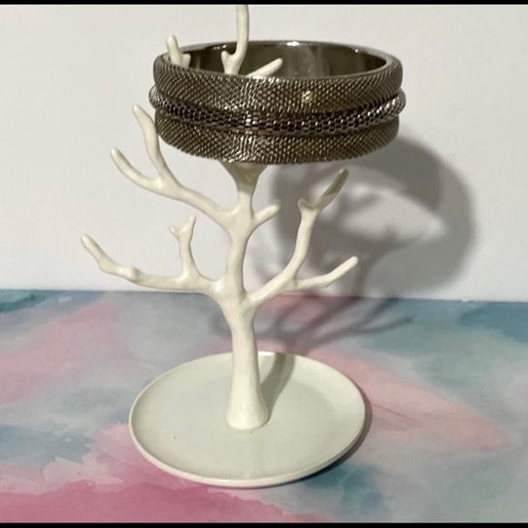 1990s Biker / Steampunk / Gothic Stainless Steel Mesh Metal Bangle Bracelet - Picture 4 of 8